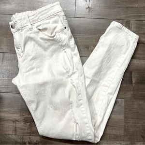 MNG Jeans Women’s Straight Stretch Distressed Pants